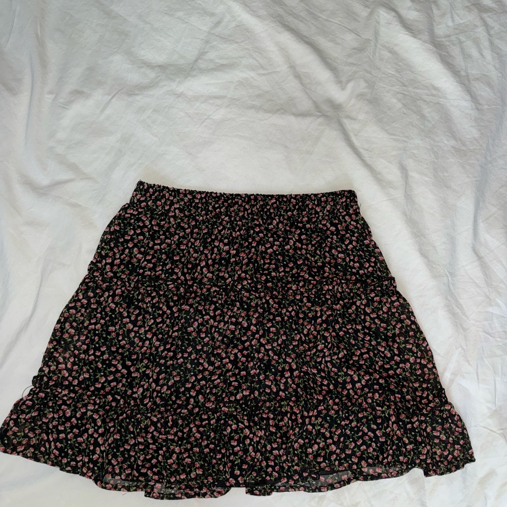 Sienna Sky Black and Pink Floral Mini Skirt